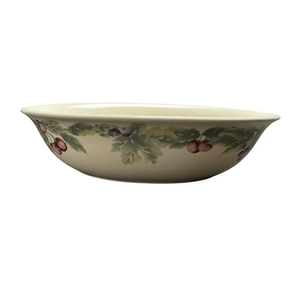 Pfaltzgraff Jamberry Cream Grapes Berries AOP 12in Oval Serving Platter